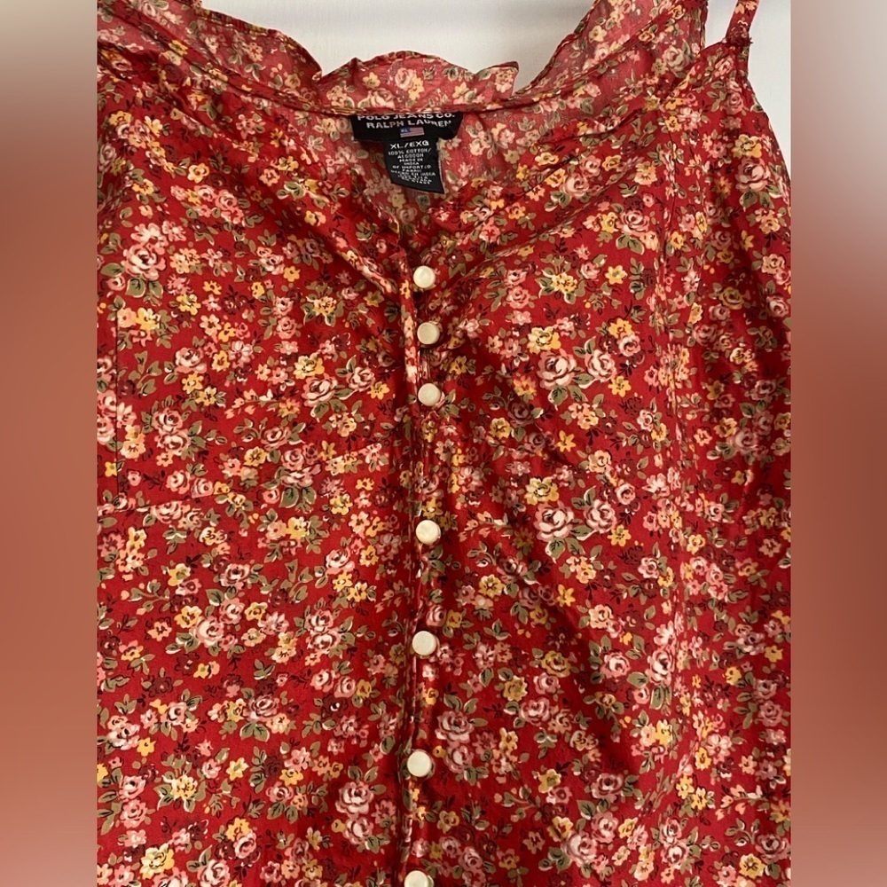 PoloJean Ralph Lauren Black Label Floral Straps Cotton Maxi Tiered Dress, Sz: XL - Picture 4 of 11